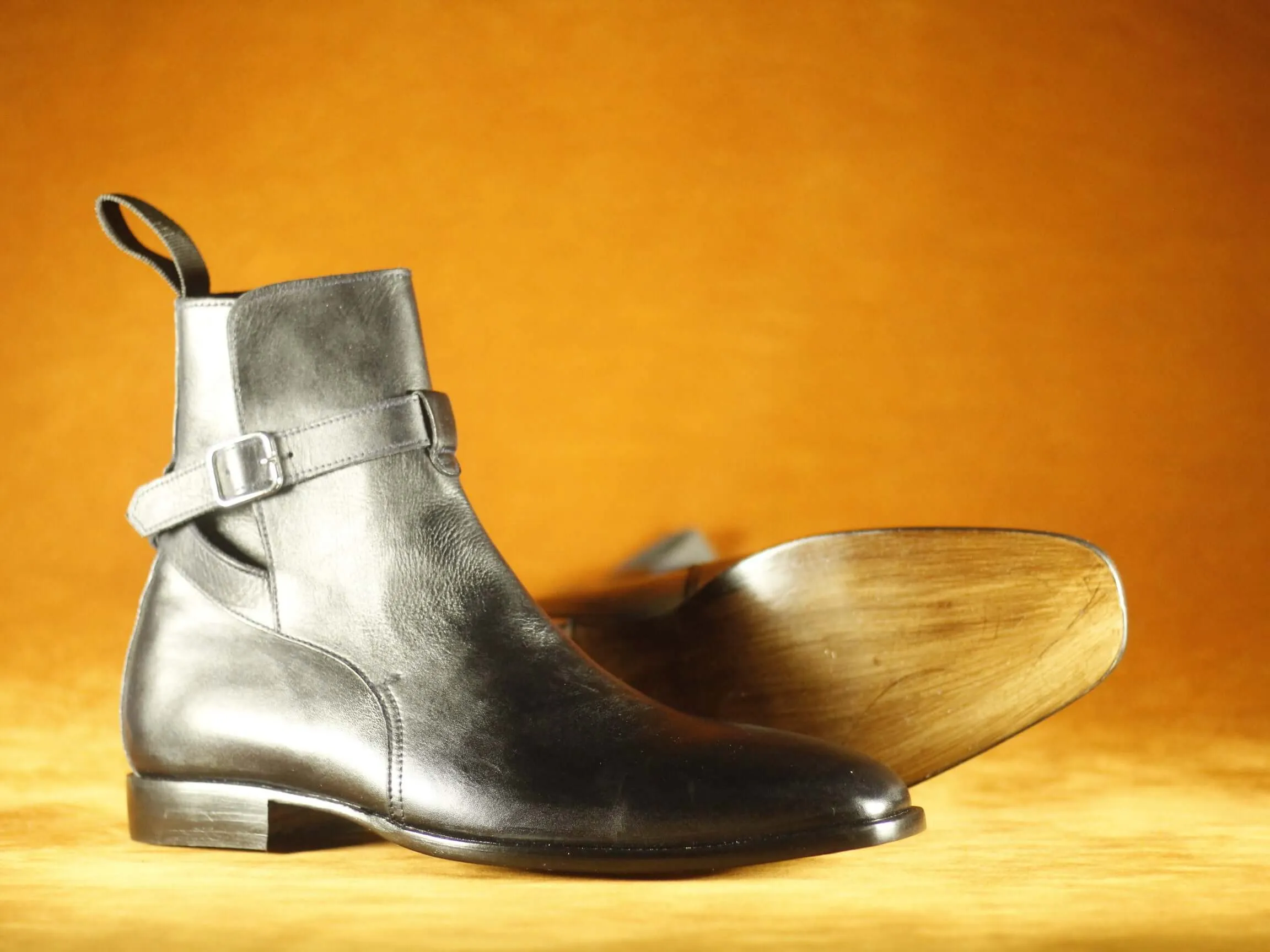 Ankle Boot Men's Black Jodhpurs Leather,Handmade Oxford Boot