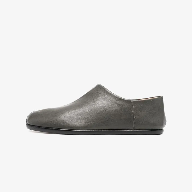 Dark Grey Slip-On Leather Loafers