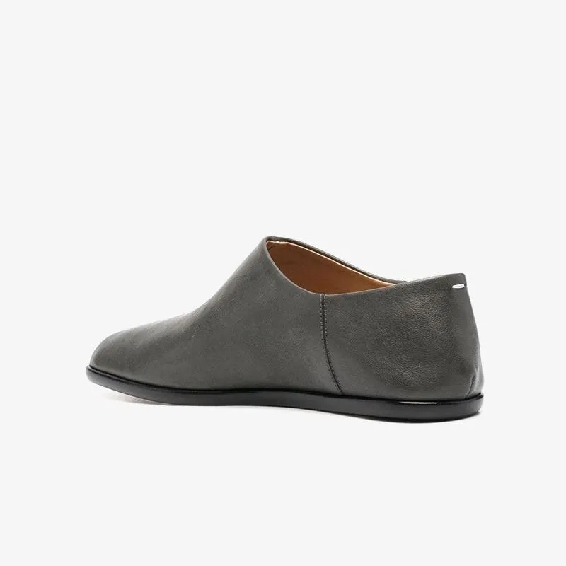 Dark Grey Slip-On Leather Loafers