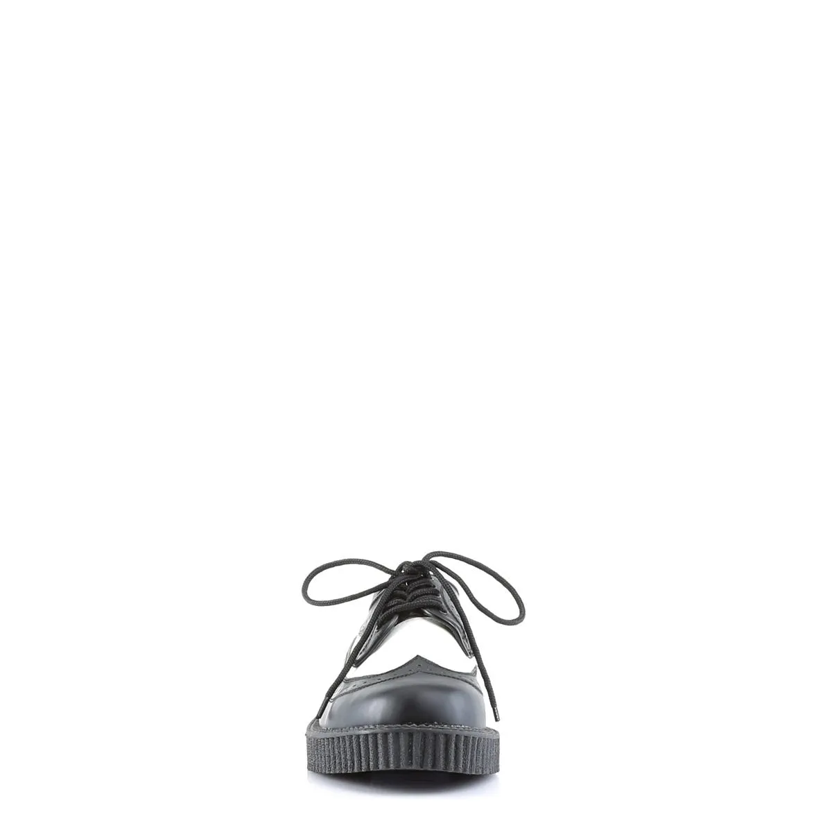 Demonia CREEPER-608 | Black & White Leather Unisex Creepers