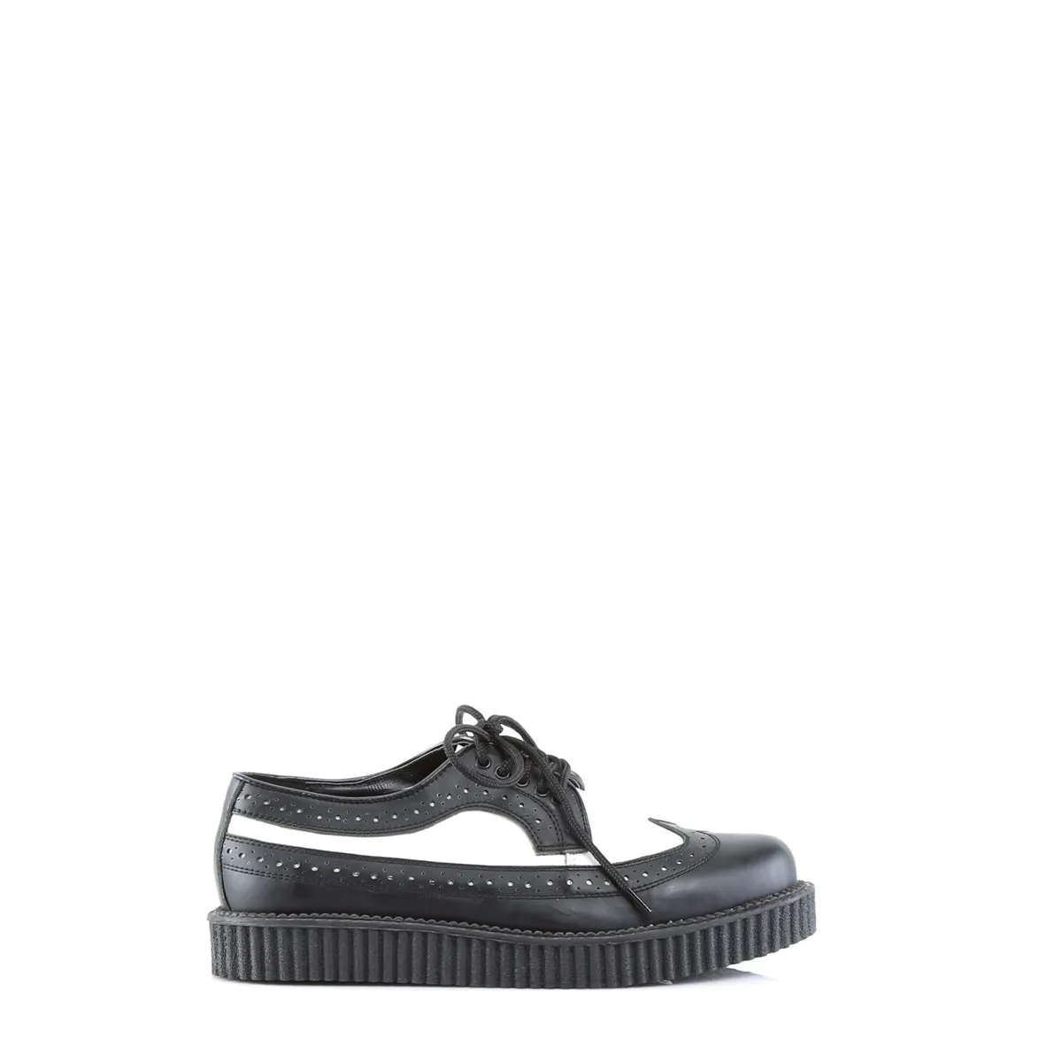 Demonia CREEPER-608 | Black & White Leather Unisex Creepers