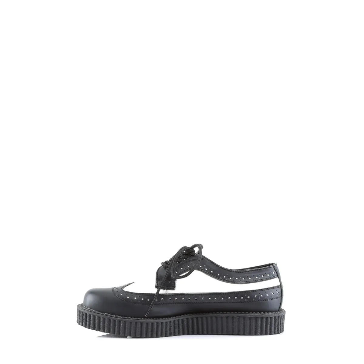 Demonia CREEPER-608 | Black & White Leather Unisex Creepers