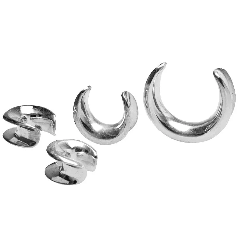 Ear Saddles Plugs in Silver Brass