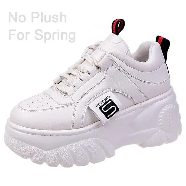 Hight Increase Ulzzang Women Casual Shoes Woman Sneakers Platform Wedges High Heels Flats Loafers Ladies Creepers Trainers