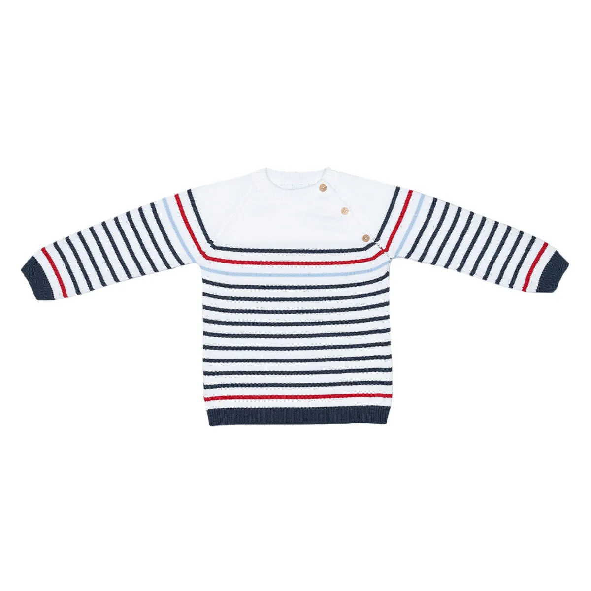 White Red Navy Striped Sweater